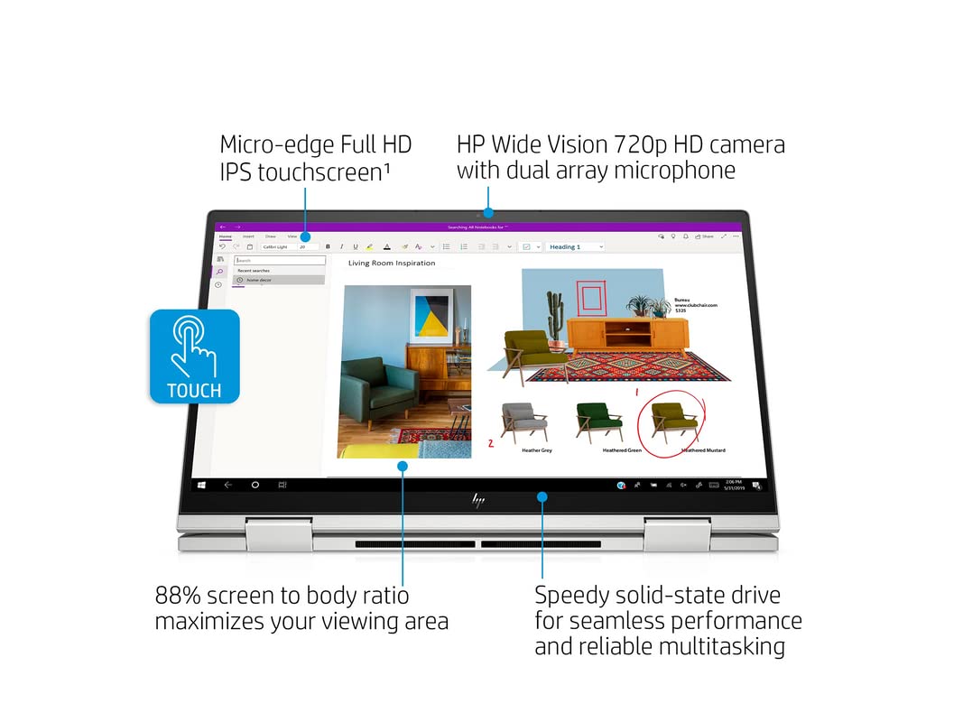 HP Envy x360 2-in-1 15.6" FHD Touchscreen Laptop, Intel Core i5-1135G7, 32GB RAM, 2TB PCIe SSD, Full-Size Keyboard, Iris Xe Graphics, HD Webcam, Win 11 Pro, Silver, 32GB USB Card