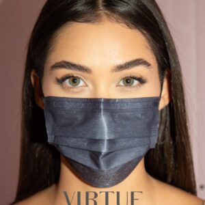 VIRTUE CODE Support Face Masks - Soft 3 Ply Comfort Face Masks, Colorful Disposable Face Mask 50 Pack. Grey Beige Navy Blue Colored Masks. Adults Mens and Womens Disposable Face Masks