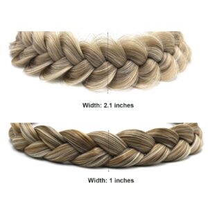 STHEJFB Braid Headband 2 3 Strands combinations Messy Wide Chunky Fluffy Elastic Stretch Hairpiece Braided Headband Women Girl Beauty accessory (Light golden grey)