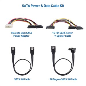 Cable Matters SATA III Data Cable and SATA Power Cable Kit with Straight and 90 Degree SATA III Cables, Power Splitter Adapter, and Molex Adapter in Black