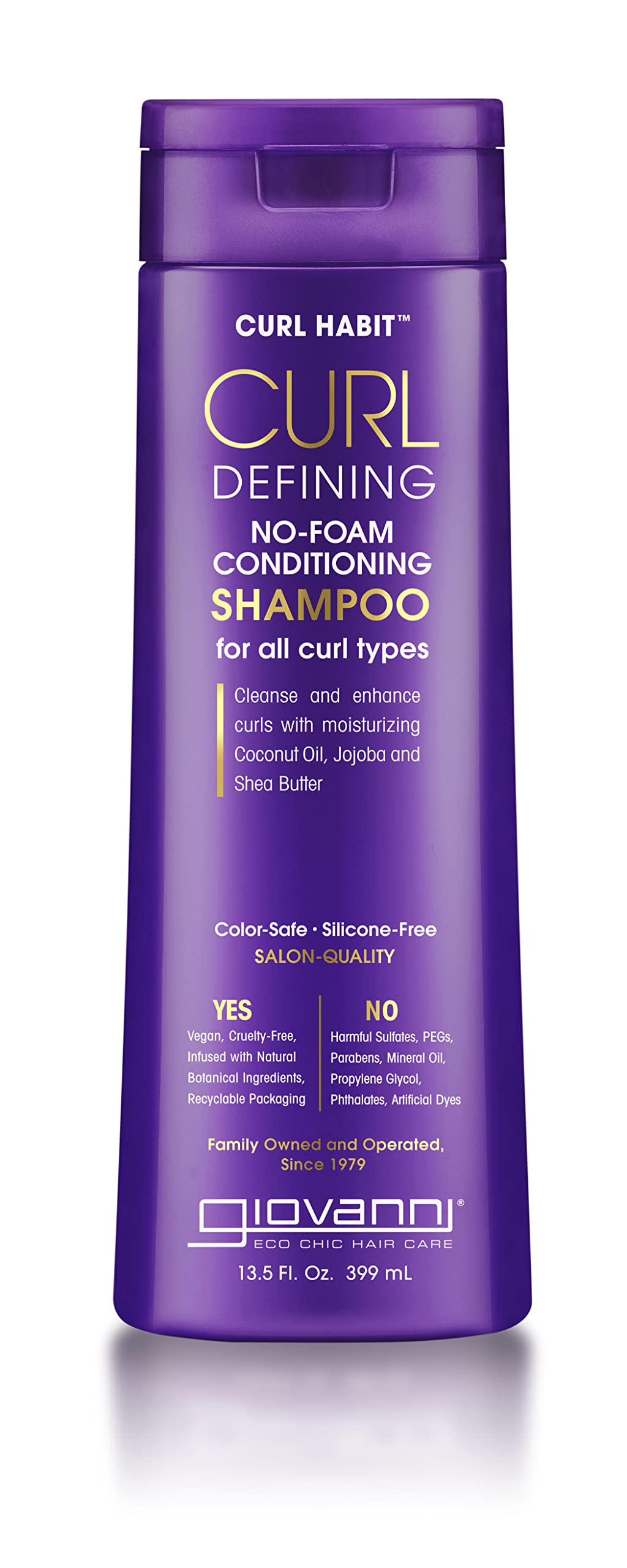 GIOVANNI Curl Habit Curl Defining No Foam Conditioning Shampoo - Shampoo for Curly Hair, Curly Hair Products, Conditioning Shampoo, Helps Improve Curl Texture, Cruelty-Free, Silicone Free - 13.5 oz