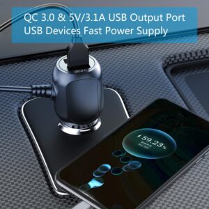 Dash Cam Mini USB Power Cable, Right Angle 90 Degree Mini USB with Dual USB Port Fast Power Supply, for 12V-24V Car and Truck Dash Cam, GPS Navigator, MP3 Player and Other USB Devices