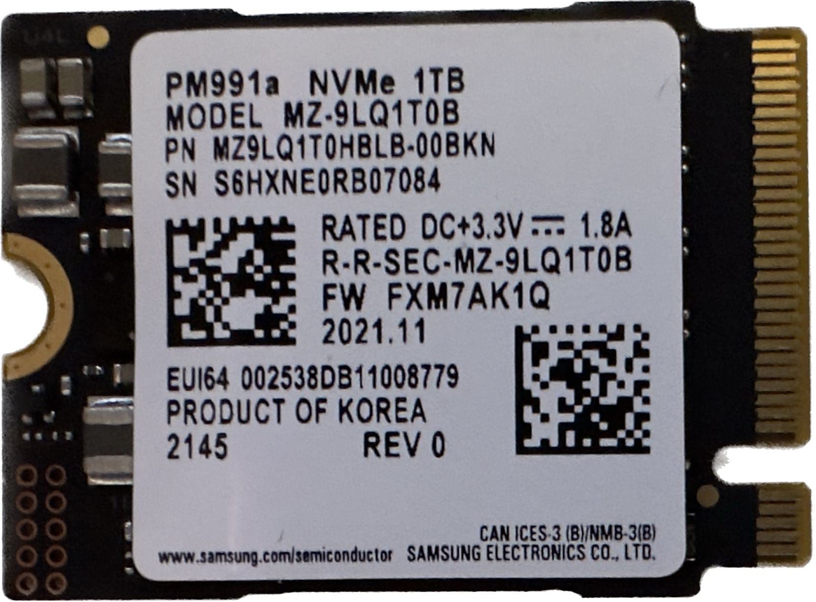 SAMSUNG 1TB M.2 2230 30mm PM991a NVMe PCIe Gen3 x4 TLC SSD (MZ9LQ1T0HBLB) for Xbox Surface Pro Steam Deck Dell HP Lenovo Laptop Ultrabook Tablet - Internal Solid State Drive (OEM New)