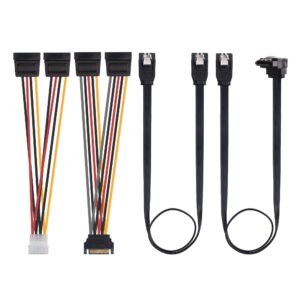 cable matters sata iii data cable and sata power cable kit with straight and 90 degree sata iii cables, power splitter adapter, and molex adapter in black