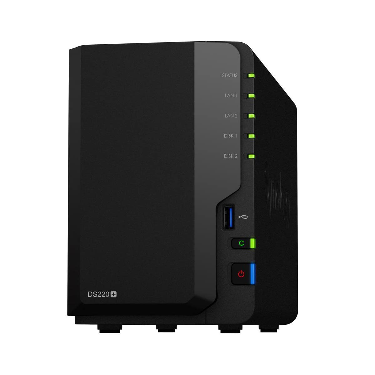 Synology DiskStation DS220+ NAS Server with Celeron 2.0GHz CPU, 6GB Memory, 8TB SSD Storage, 2 x 1GbE LAN Ports, DSM Operating System