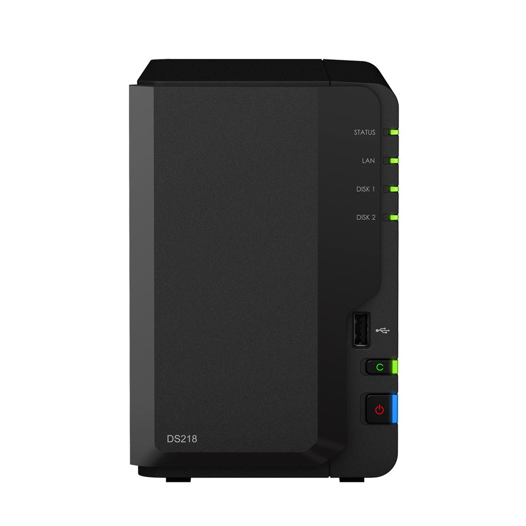 Synology DiskStation DS218 NAS Server with RTD1296 1.4GHz CPU, 2GB Memory, 8TB HDD Storage, 1 x 1GbE LAN Port, DSM Operating System