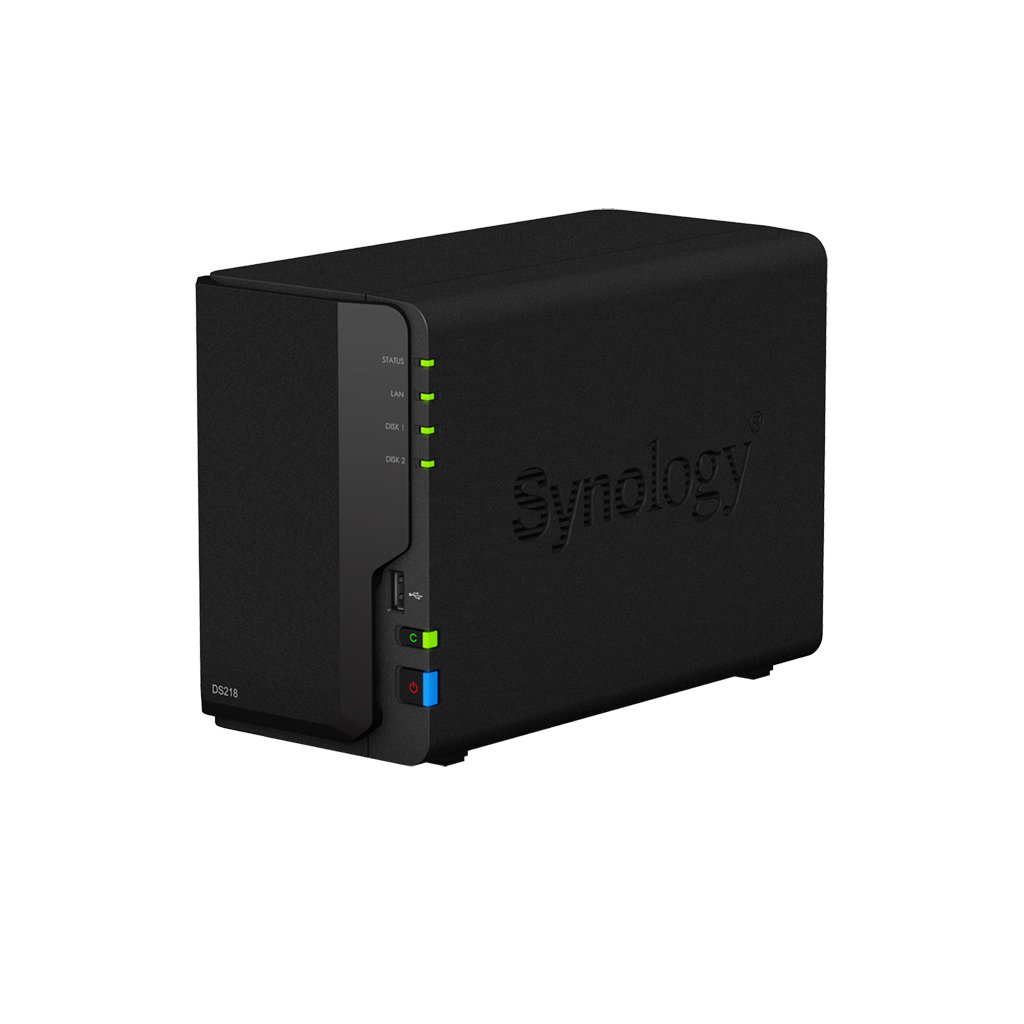 Synology DiskStation DS218 NAS Server with RTD1296 1.4GHz CPU, 2GB Memory, 8TB HDD Storage, 1 x 1GbE LAN Port, DSM Operating System