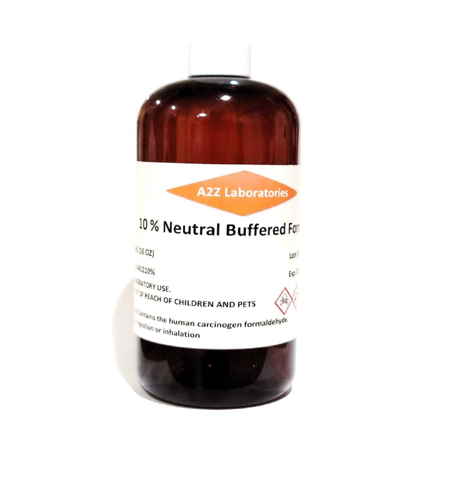 A2Z Lab / 10% Neutral Buffered Formalin / 16 Oz/High Purity / 500 ML/HDPE Amber Bottle/Made in USA/Same Day Ship