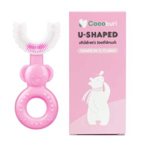 cocoburi kids u-shaped toothbrush manual training tooth brush silicone soft head toothbrush 360 ° oral cleaning toothbrush(pink)