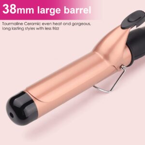 Hair Curling Wand, 1.5Inch Curling Iron, Professional Ceramic Hair Curler Wand, Big Curls with Adjustable Digital Temperature, Dual Voltage, Auto Shut-Off