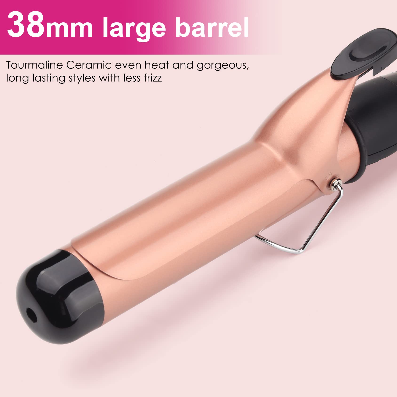 Hair Curling Wand, 1.5Inch Curling Iron, Professional Ceramic Hair Curler Wand, Big Curls with Adjustable Digital Temperature, Dual Voltage, Auto Shut-Off