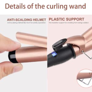 Hair Curling Wand, 1.5Inch Curling Iron, Professional Ceramic Hair Curler Wand, Big Curls with Adjustable Digital Temperature, Dual Voltage, Auto Shut-Off