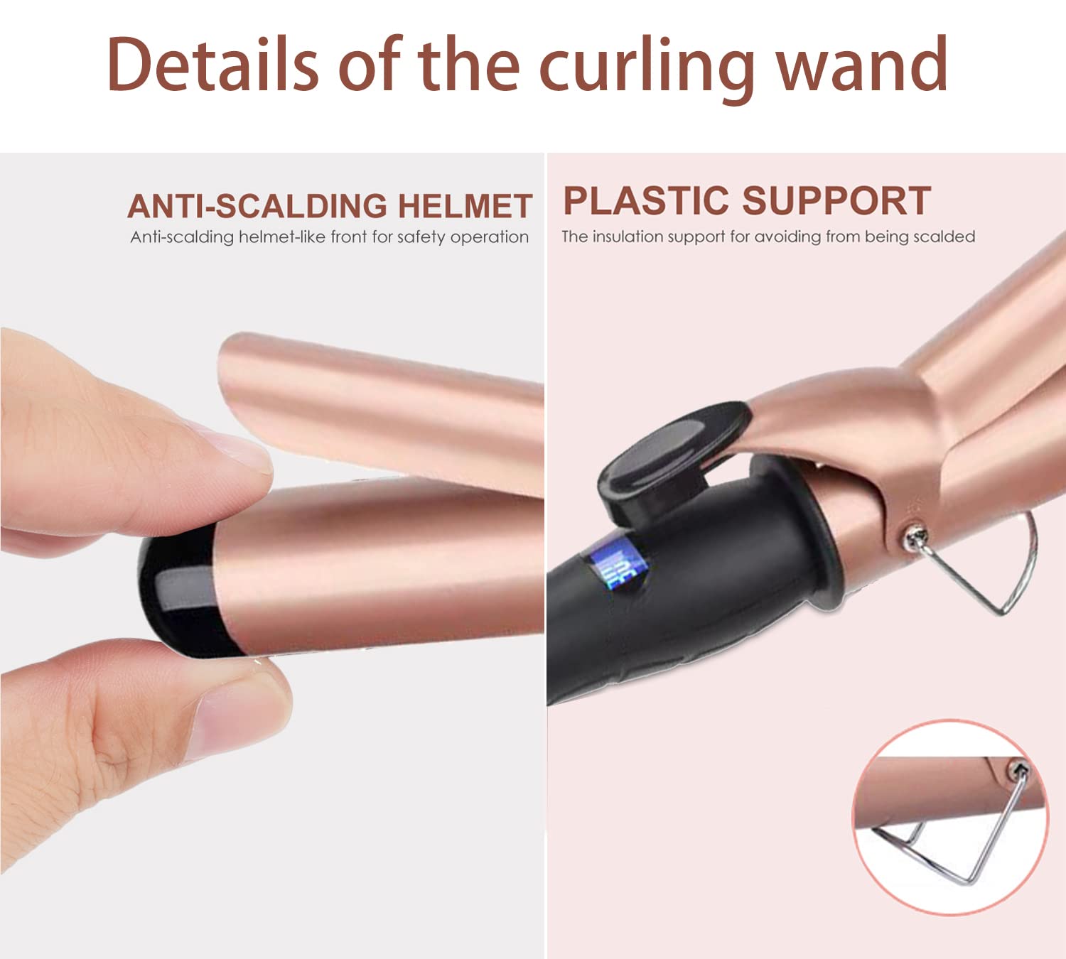 Hair Curling Wand, 1.5Inch Curling Iron, Professional Ceramic Hair Curler Wand, Big Curls with Adjustable Digital Temperature, Dual Voltage, Auto Shut-Off