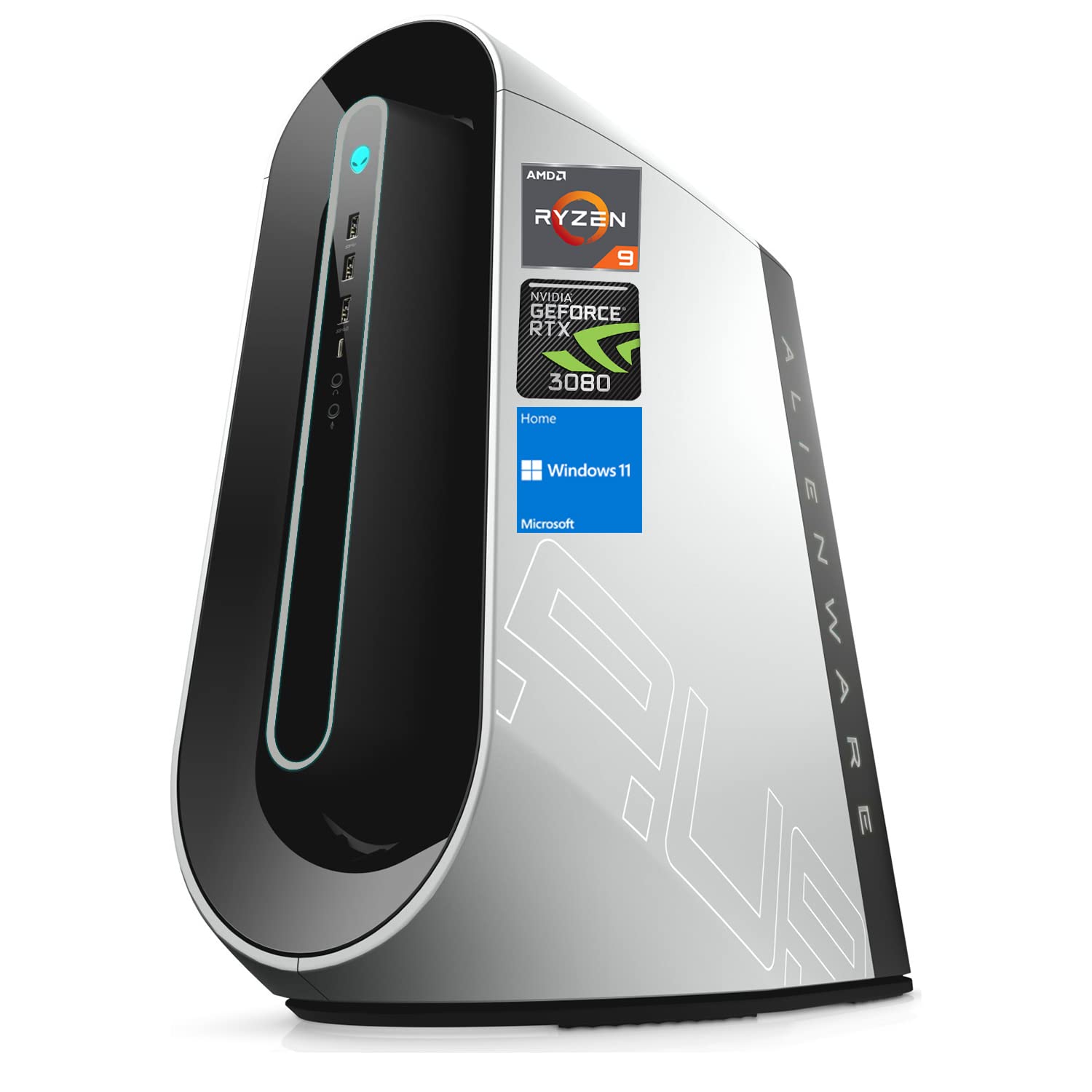 Dell Alienware R10 Gaming Desktop, AMD Ryzen 9 5900 Processor, GeForce RTX 3080, Liquid Cooling, 32GB RAM, 1TB SSD, HDMI, DP, RJ45, Wi-Fi, Wired KB & Mouse, Windows 11 Home, Lunar Light