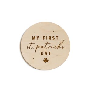 the cotton & canvas co. my first st. patrick's day wooden milestone card, baby's first year, baby's first holiday, baby shower, newborn, photoshoot prop