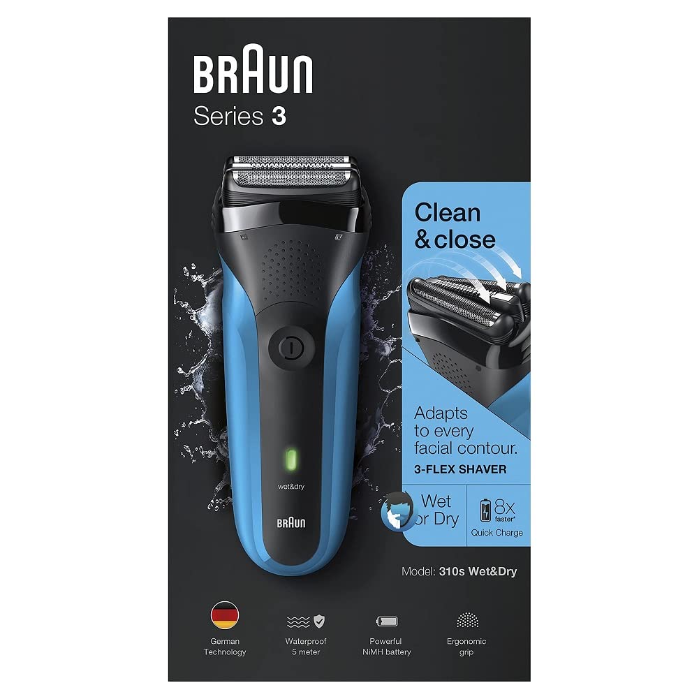 Braun Beard Detail Trimmer,Hair Clippers for Men,Cordless & Rechargeable,Mini Foil Shaver with Gillette ProGlide Razor,Silver,10pc and Electric Razor for Men, Series 3 310s,Rechargeable,Wet & Dry