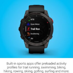 Lumintrail Garmin Epix Gen 2, Premium Active Smartwatch, Health and Wellness Features, Touchscreen AMOLED Screen, Smart Watch for Men & Women, Black Titanium, with a Wall Plug