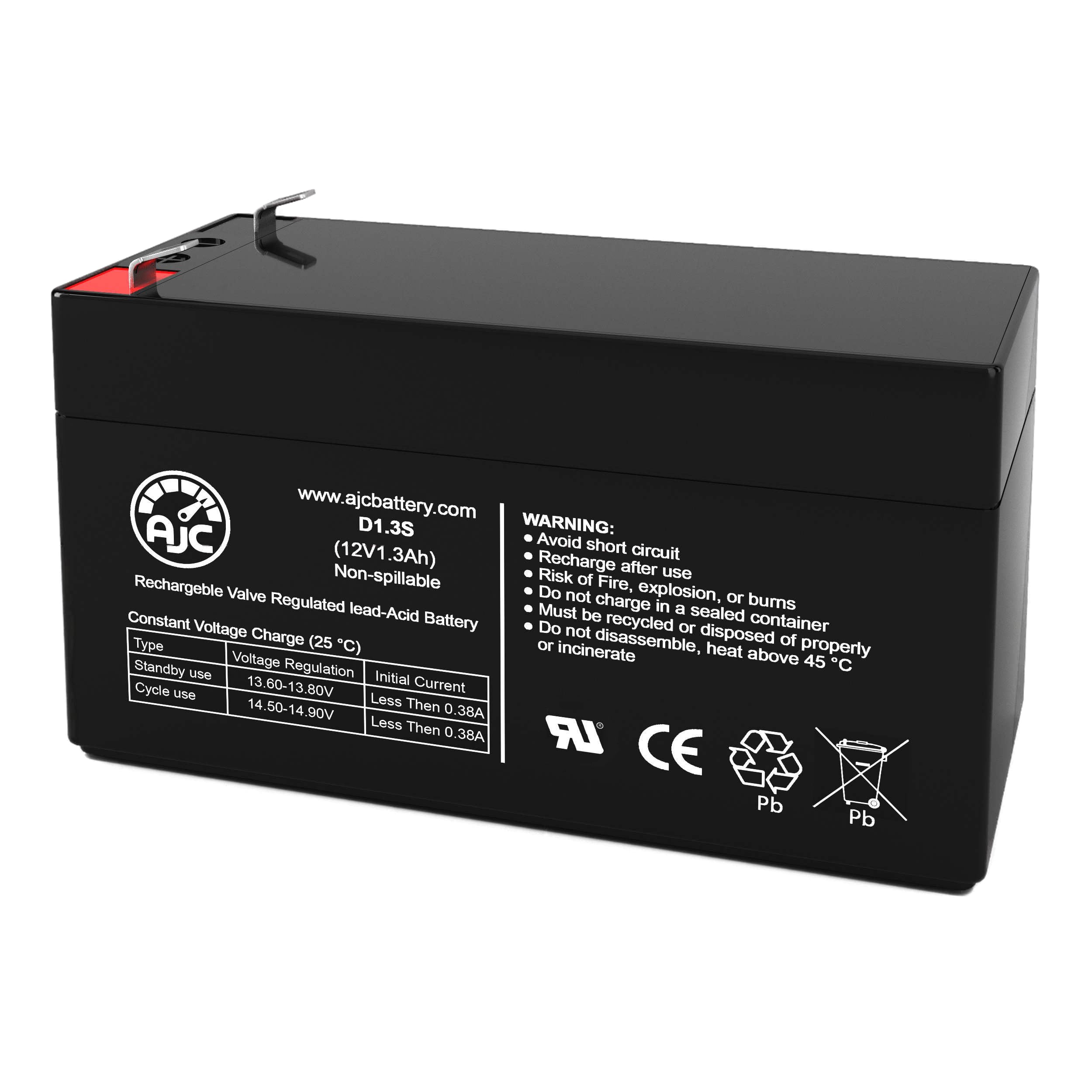 AJC Battery Compatible with Enersys NP1.2-12 12V 1.3Ah Sealed Lead Acid Battery