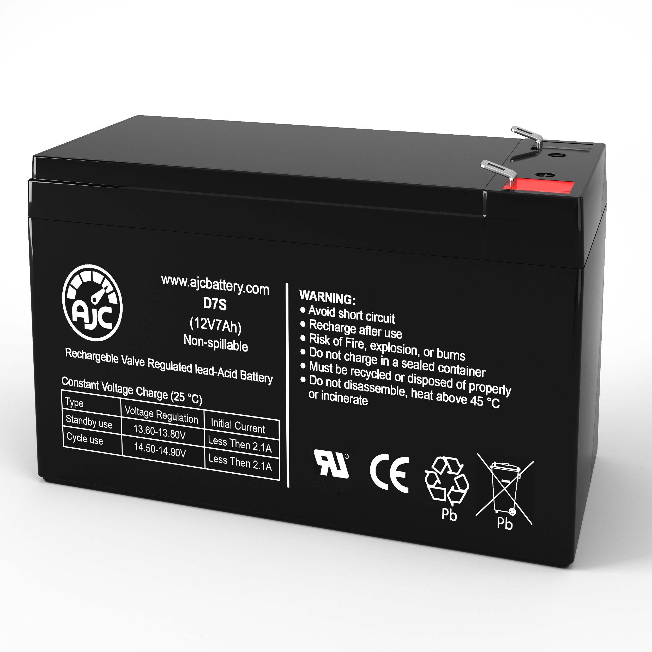 AJC Battery Compatible with Universal Power Group UB1280-F2 D5779 12V 7Ah Sealed Lead Acid Battery