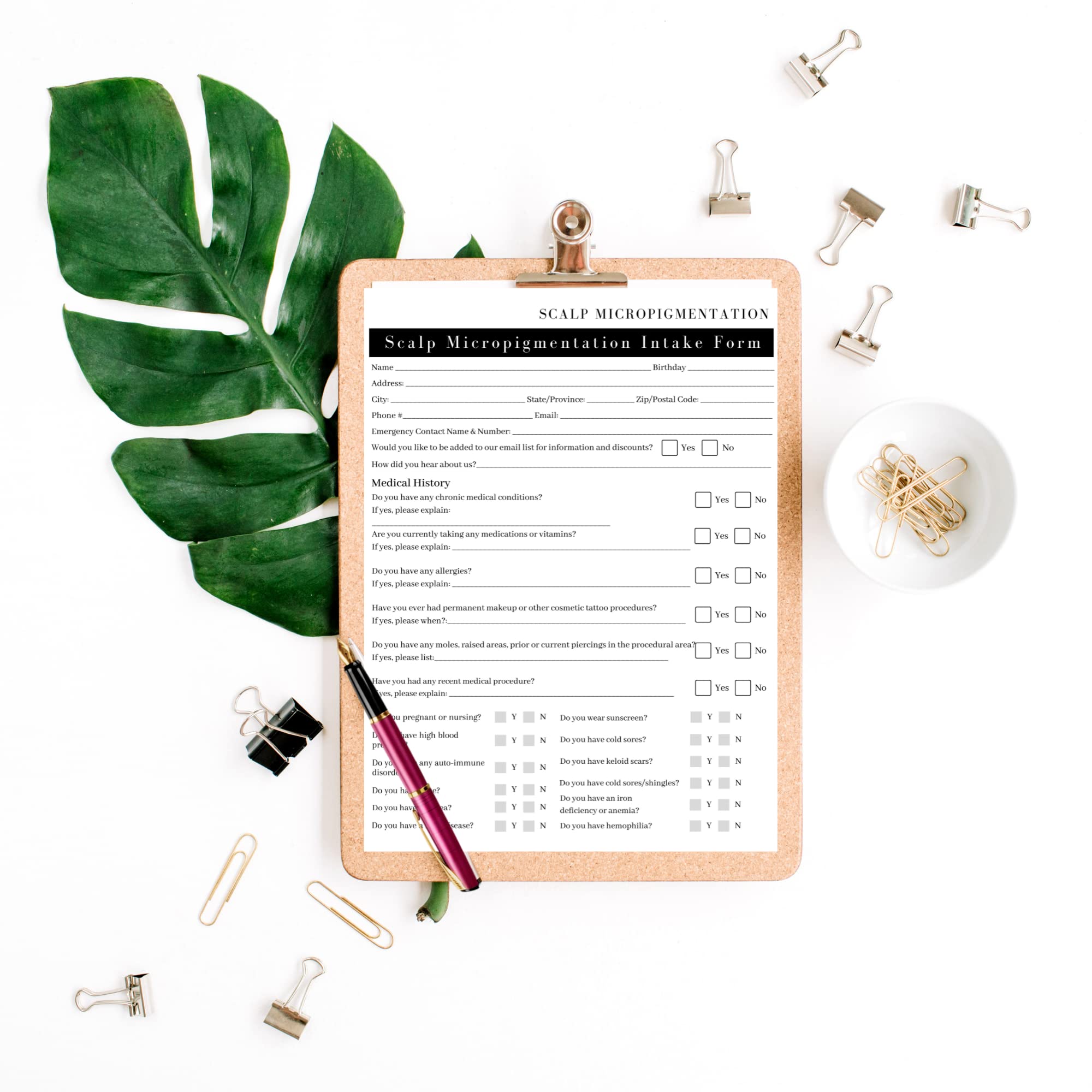 Scalp Micropigmentation Client Intake Forms: Intake,Consent,Consultation and Aftercare Forms | 75pk 25 of Each | for PMU Scalp Tattoo Professional Pigmentation 8.5 x 11” in Forms, Black and White