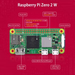 GeeekPi Starter Kit for Raspberry Pi Zero 2 W, with Zero 2 W Aluminum Case, 64GB Card Preloaded OS, QC3.0 Power Supply, 20Pin Header, Micro USB to OTG Adapter, HDMI Cable, Heatsink, Switch Cable