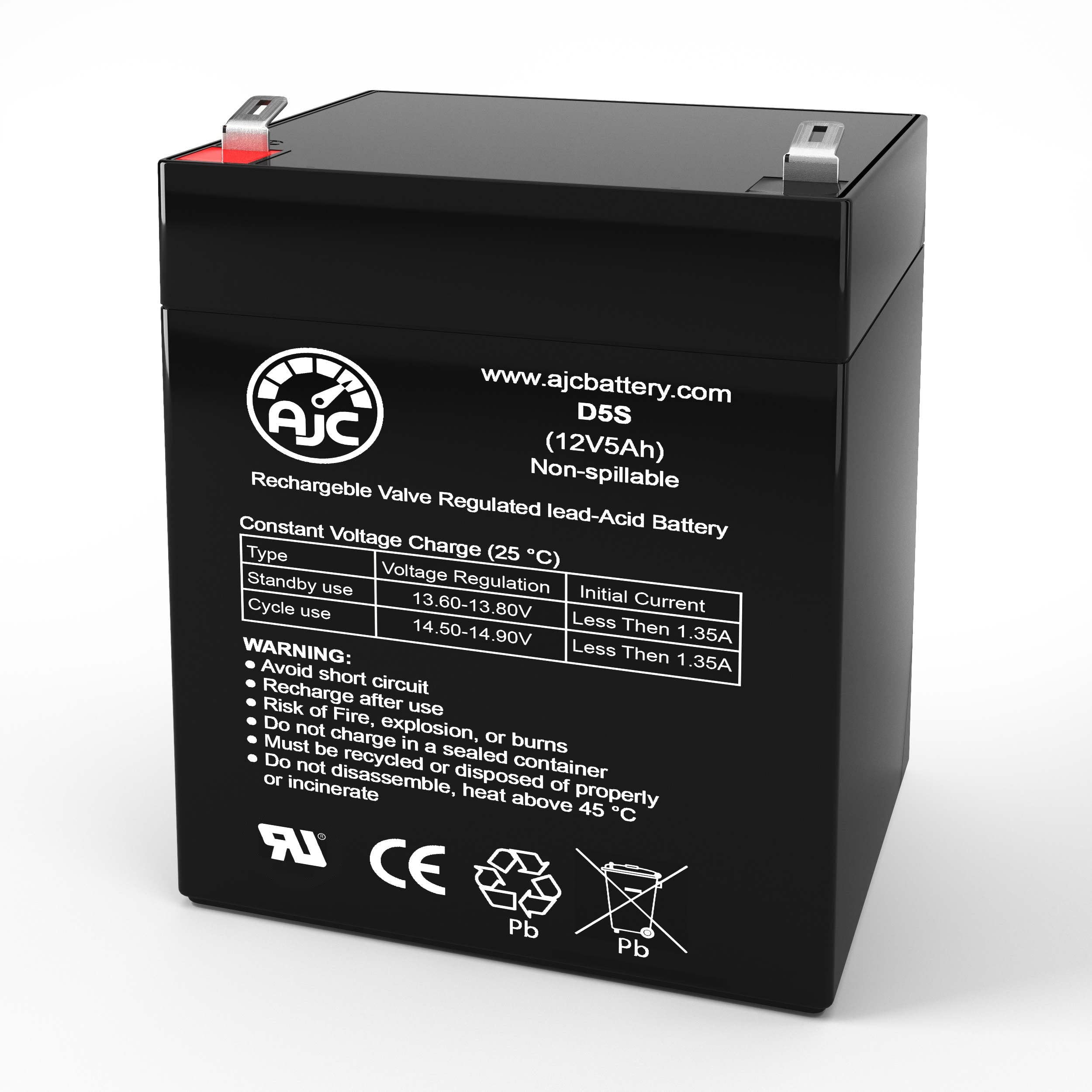 AJC Battery Compatible with Duracell Ultra 12V 5Ah 12V 5Ah Sealed Lead Acid Battery