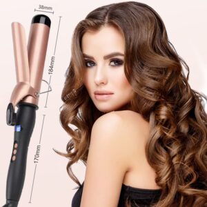 Hair Curling Wand, 1.5Inch Curling Iron, Professional Ceramic Hair Curler Wand, Big Curls with Adjustable Digital Temperature, Dual Voltage, Auto Shut-Off