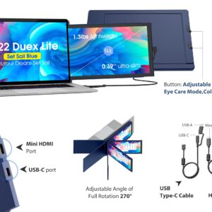 Mobile Pixel Duex Lite 12.5" Full HD USB Mobile Monitor Navy 101-1005P05 , (Renewed)