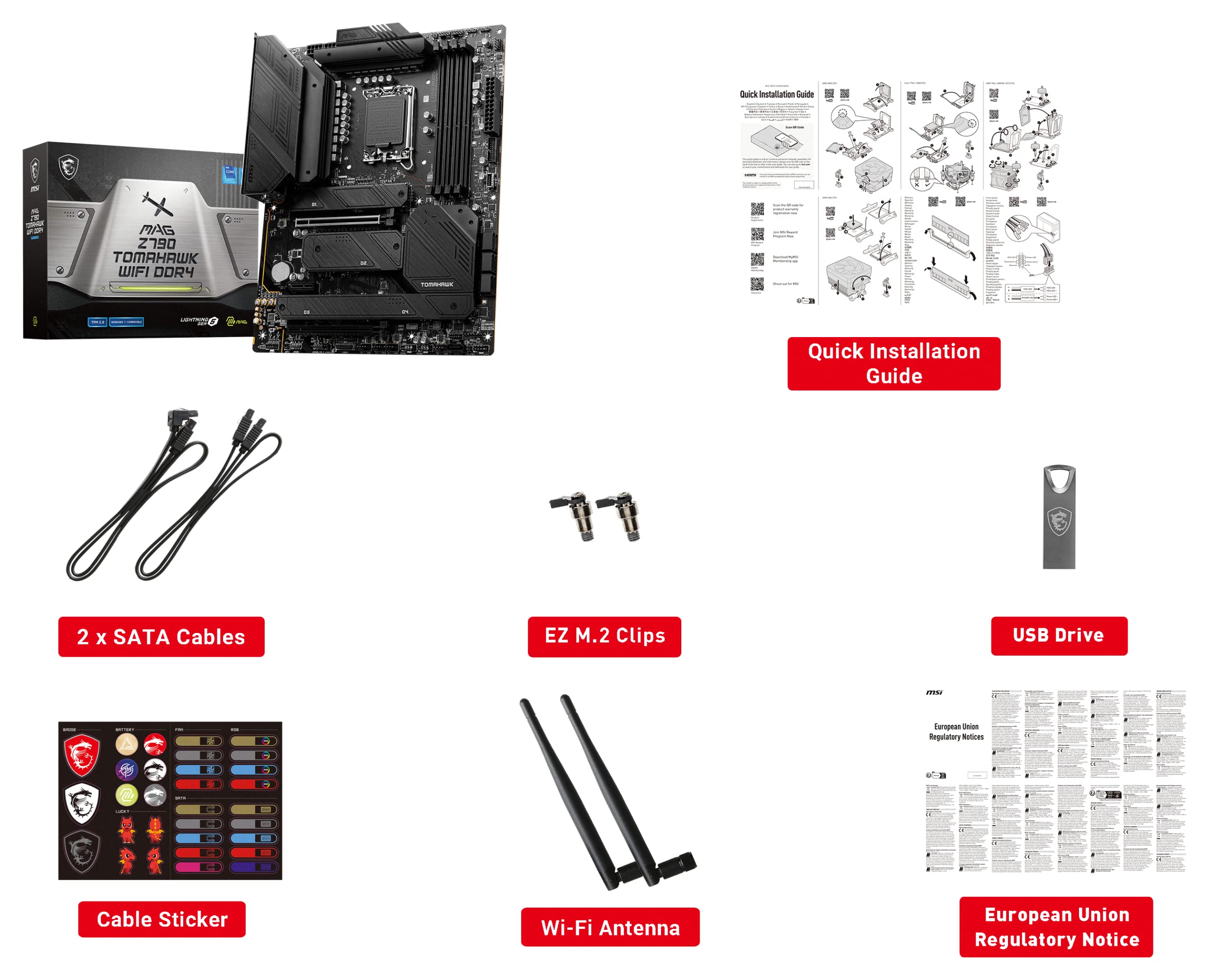 MSI MAG Z790 Tomahawk WiFi DDR4 Gaming Motherboard (Supports 12th/13th Gen Intel Processors, LGA 1700, DDR4, PCIe 5.0, M.2, 2.5Gbps LAN, USB 3.2 Gen2, Wi-Fi 6E, ATX)