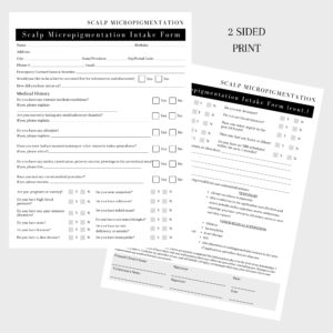 Scalp Micropigmentation Client Intake Forms: Intake,Consent,Consultation and Aftercare Forms | 75pk 25 of Each | for PMU Scalp Tattoo Professional Pigmentation 8.5 x 11” in Forms, Black and White