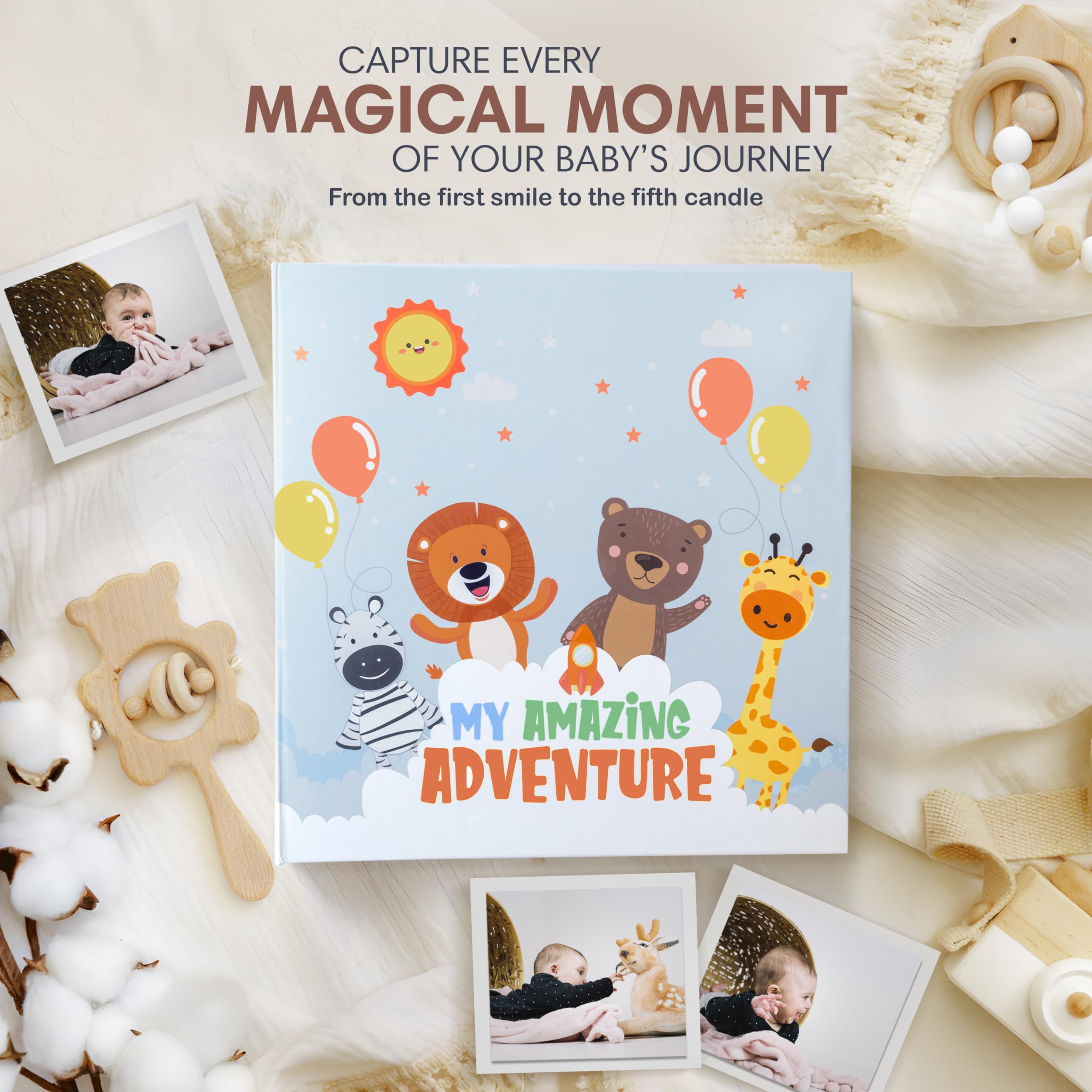 Playful Baby Book Keepsake and Baby Memory Book - First 5 Years Completely Illustrated Baby Journal - Joyful Baby Scrapbook for Boy or Girl - Easily Record Radiant Memories - Perfect for Baby Shower