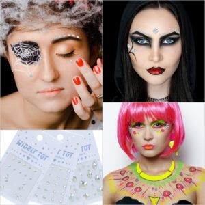 12Sets Halloween Luminous Face Gems-Noctilucent Face Jewels-Fluorescent Rhinestone Stickers Glow in the Dark for Eye Body Euphoria Makeup Jewelry Carnival Halloween Rave Festival Accessory