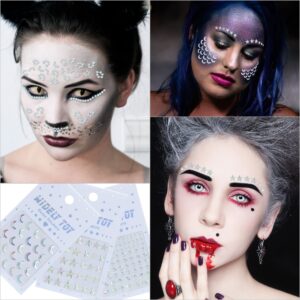 12Sets Halloween Luminous Face Gems-Noctilucent Face Jewels-Fluorescent Rhinestone Stickers Glow in the Dark for Eye Body Euphoria Makeup Jewelry Carnival Halloween Rave Festival Accessory