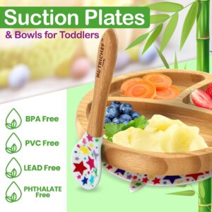 NutriChef Round Bamboo Baby Plate, Star Set with Bib