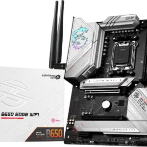 MSI MPG B650 Edge WiFi Gaming Motherboard (AMD Ryzen 9000/8000/7000 Series Processors, AM5, ATX, DDR5, PCIe 4.0, M.2, SATA 6Gb/s, USB 3.2 Gen 2, HDMI/DP, Wi-Fi 6E, Bluetooth 5.3, ATX)