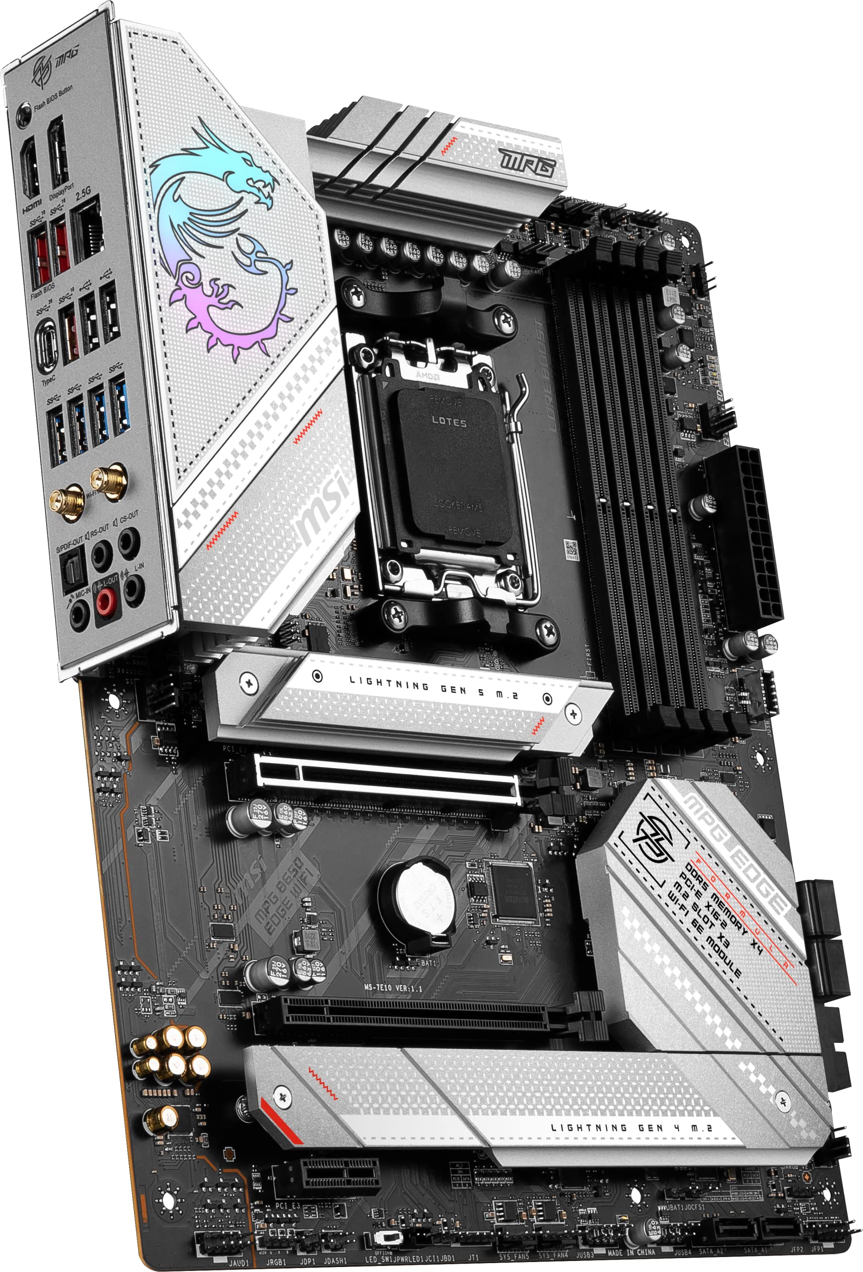 MSI MPG B650 Edge WiFi Gaming Motherboard (AMD Ryzen 9000/8000/7000 Series Processors, AM5, ATX, DDR5, PCIe 4.0, M.2, SATA 6Gb/s, USB 3.2 Gen 2, HDMI/DP, Wi-Fi 6E, Bluetooth 5.3, ATX)