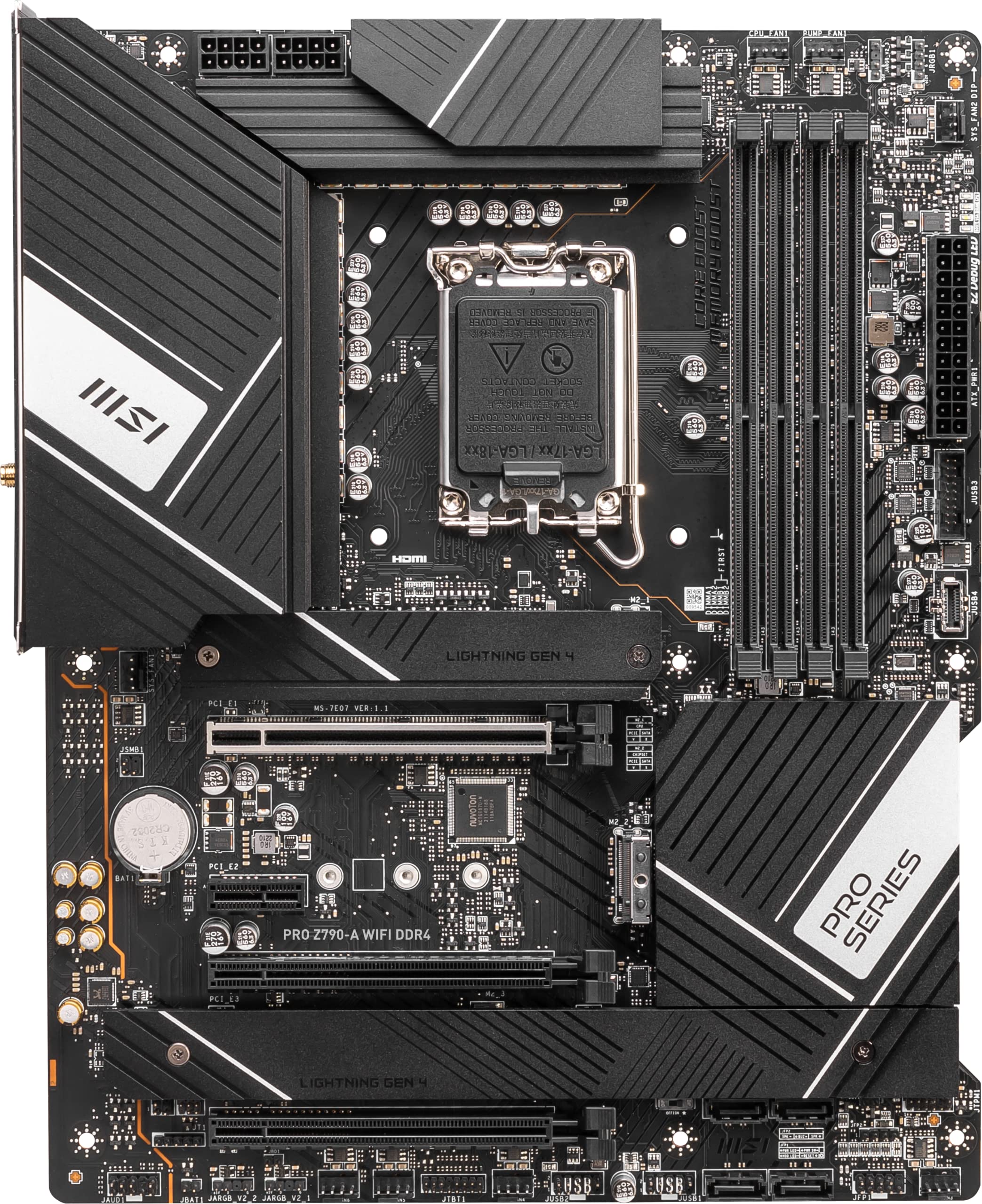 MSI PRO Z790-A WiFi DDR4 ProSeries Motherboard (Supports 12th/13th/14th Gen Intel Processors, LGA 1700, DDR4, PCIe 5.0, M.2, SATA 6G, 2.5Gbps LAN, USB 3.2 Gen2, Wi-Fi 6E, Bluetooth 5.3, ATX)