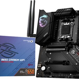 MSI MPG B650 Carbon WiFi Gaming Motherboard (AMD AM5, ATX, DDR5, PCIe 4.0, M.2, SATA 6Gb/s, USB 3.2 Gen 2, HDMI/DP, Wi-Fi 6E, AMD Ryzen 7000 Series Desktop Processors)