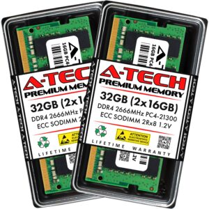 a-tech 32gb kit (2x16gb) ram for synology diskstation ds1522+ nas | ddr4 2666mhz pc4-21300 ecc sodimm 2rx8 1.2v 260-pin memory upgrade