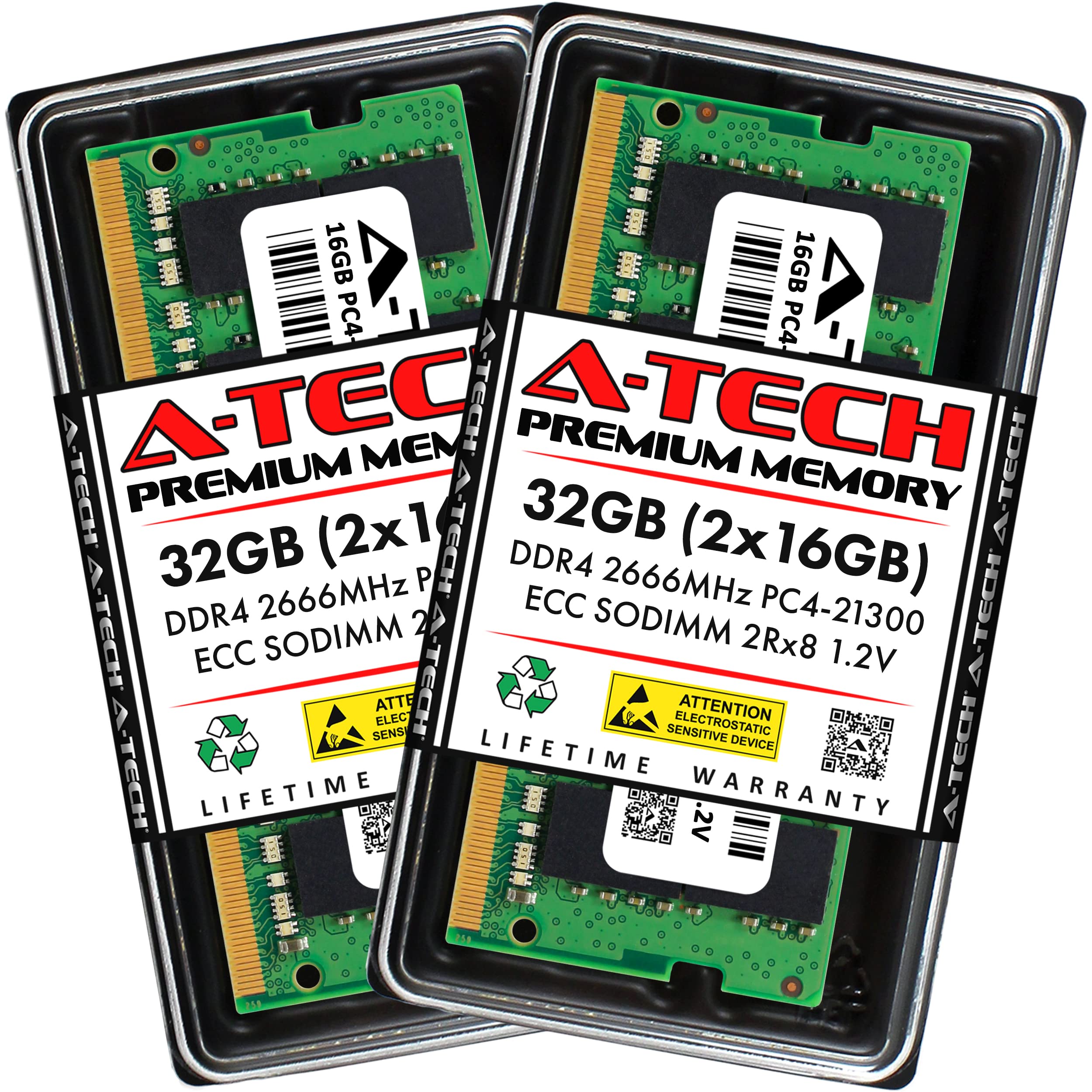 A-Tech 32GB Kit (2x16GB) RAM for Synology DiskStation DS1522+ NAS | DDR4 2666MHz PC4-21300 ECC SODIMM 2Rx8 1.2V 260-Pin Memory Upgrade