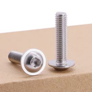 M5-0.8 x 20mm (40 pcs) Flanged Button Socket Head Cap Screws, 304 Stainless Steel, Full Thread, ISO7380-2