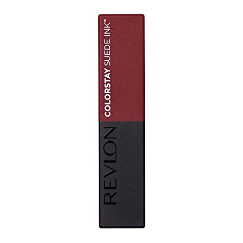 REVLON Lipstick, ColorStay Suede Ink, Built-in Primer, Infused with Vitamin E, Waterproof, Smudge-proof, Matte Color, 018 In the Zone, 0.09 oz.