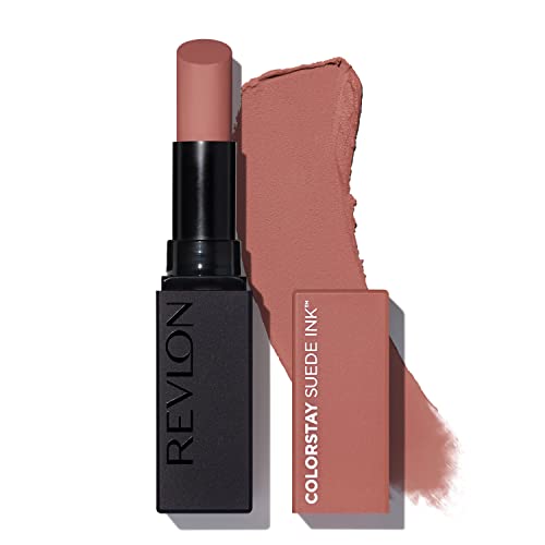 REVLON Lipstick, ColorStay Suede Ink, Built-in Primer, Infused with Vitamin E, Waterproof, Smudge-proof, Matte Color, 002 No Rules, 0.09 oz.