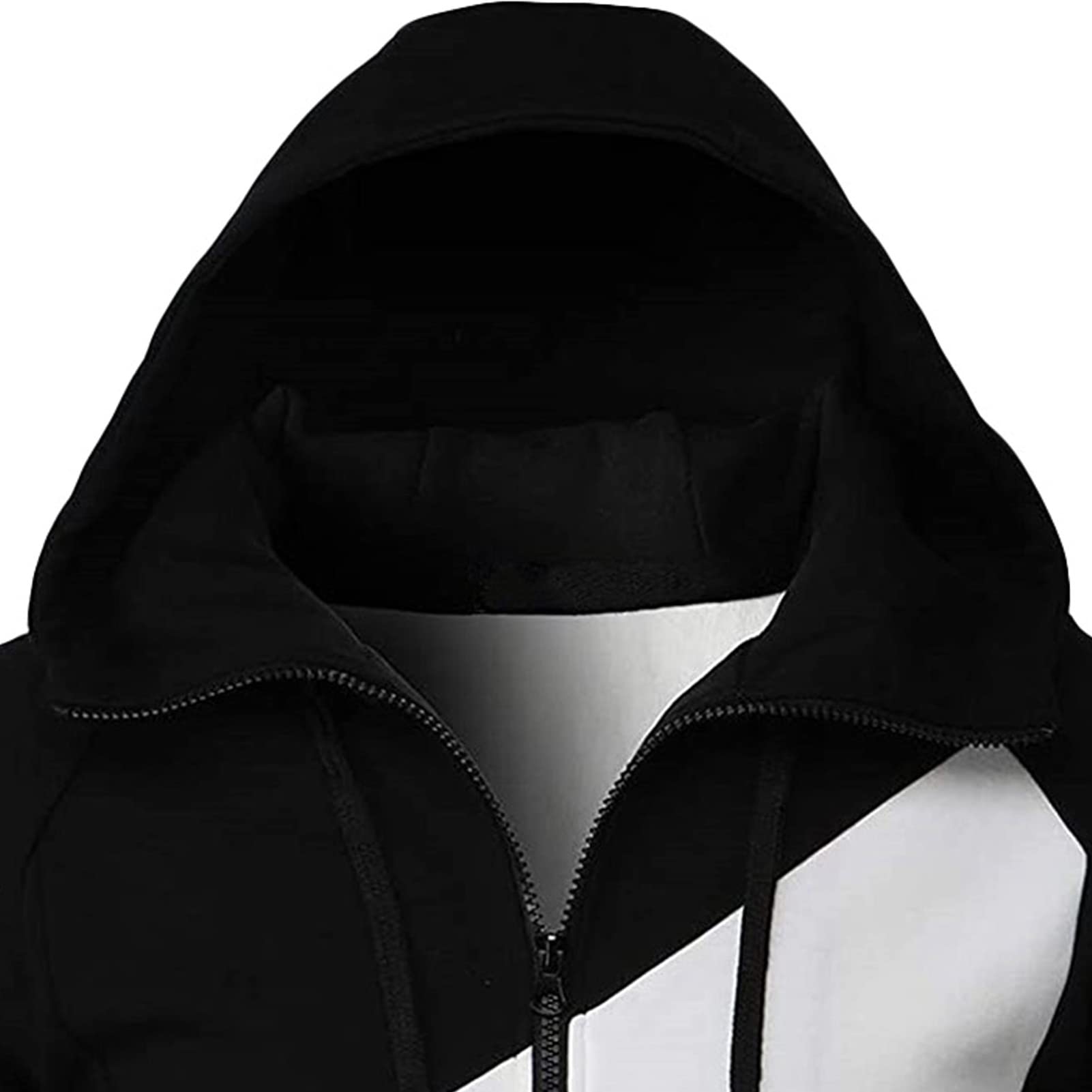 Maiyifu-GJ Men's Fleece Hoodies Full Zip Lightweight Color Block Hoodie Long Sleeve Zip-up Hooded Sweatshirt With Pocket (White,Medium)