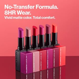 REVLON Lipstick, ColorStay Suede Ink, Built-in Primer, Infused with Vitamin E, Waterproof, Smudge-proof, Matte Color, 002 No Rules, 0.09 oz.