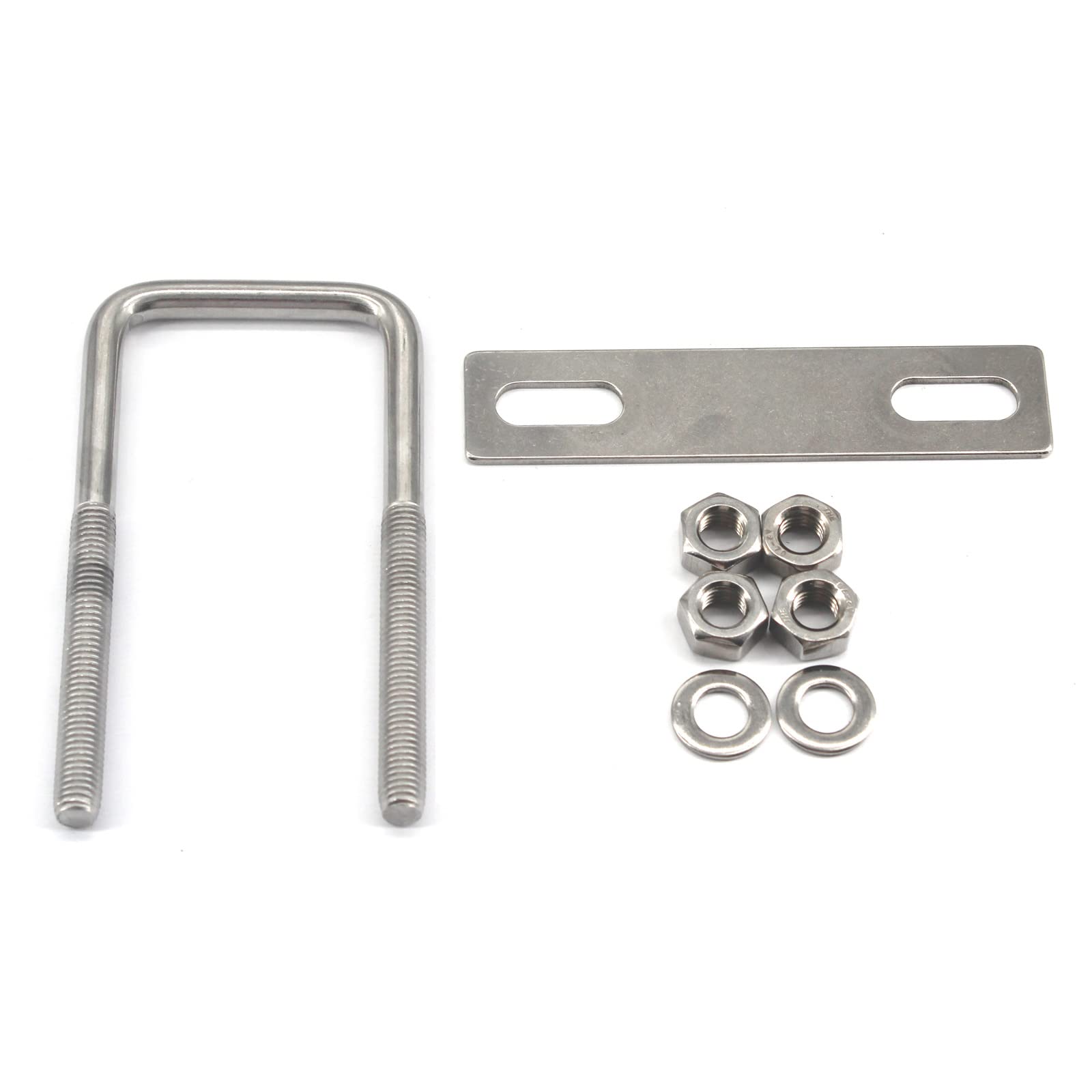 M6x40x65mm 304 Stainless Steel Square U Bolts with Hex Nuts,Frame Plate,Round Washers (4 Pieces)