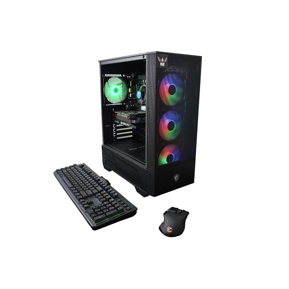 NSX GAMING PC Gaming Desktop Gamer Computer Intel Core I5 10400F, GeForce RTX 2060 6GB, 16 GB Ram (2x8) 480 Gb SSD, USB-C WiFi, Hdmi, Mouse and Keyboard Gamer, Win 11 Home