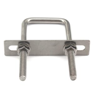 M6x40x65mm 304 Stainless Steel Square U Bolts with Hex Nuts,Frame Plate,Round Washers (4 Pieces)