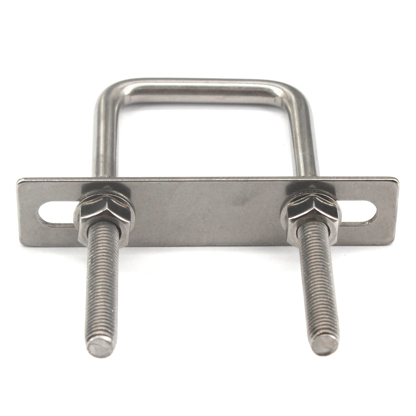 M6x40x65mm 304 Stainless Steel Square U Bolts with Hex Nuts,Frame Plate,Round Washers (4 Pieces)