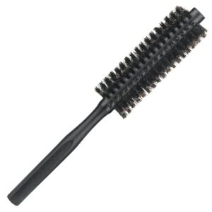 Mini Round Brush with Natural Boar Bristles for Short Hair, Beard, and Bangs - for Women & Men - Black